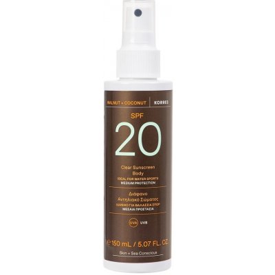 Korres, Walnut + Coconut Clear Sunscreen Body SPF20 ochranný telový sprej 150 ml