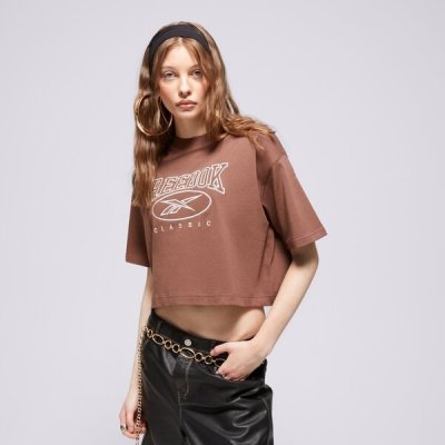 Reebok Cl Ae Big Logo Crop Tee Hnedá