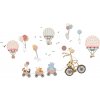 Ambiance Detská samolepka na stenu Animals and Hot Air Balloons in the Clouds, 90 x 60 cm