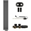 CERANO - Kúpeľňový radiátorový set Pyricus - kombinované vykurovanie, termo tyč - stredové pripojenie 50 mm - 721W - čierna matná - 1800x290 mm CER-663466