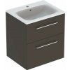 Geberit Selnova Square - Umývadlová skrinka 635x588x480 mm, s umývadlom, 2 zásuvky, lávová mat 501.237.00.1