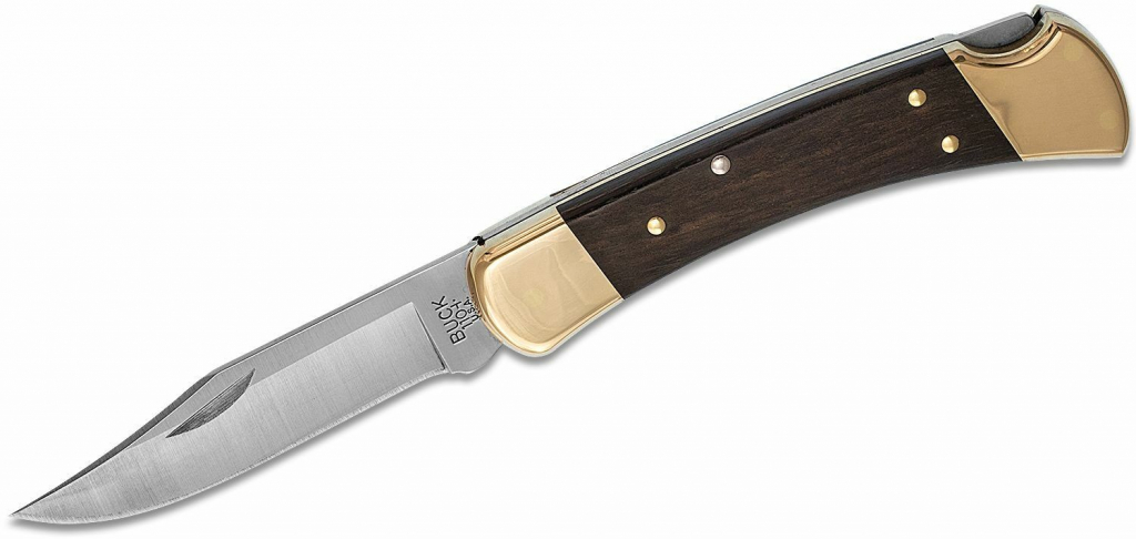 BUCK 110 Hunter Lockback, Ebony Scales, Leather Sheath