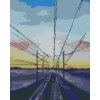 Diamondi Diamantové maľovanie - ZAPADAJÚCE SLNKO NAD VLAKOVÝMI KOĽAJAMI Rámovanie: bez rámu a bez vypnutia plátna, Rozmer: 40x50 cm