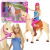 Barbie Bábika blondínka v jazdeckom oblečení s prilbou + svetlohnedý kôň
