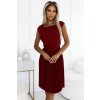 LILA Klasické plisované šaty s krátkymi rukávmi a opaskom - bordová