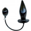 Mister B Inflatable Butt Plug XL, čierny latexový nafukovací análny kolík 14 x 5,1 cm