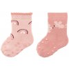 Sterntaler Ponožky protišmykové na lozenie Myšky ABS 2ks v balení ružová dievča