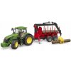 Bruder 3154 traktor John Deere 7R 350 se zadním přívěsem a 4 kládami