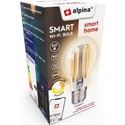 ALPINA Múdra žiarovka LED WIFI biela stmievateľná E27 860LM ED-225449
