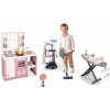 Set upratovací vozík a elektronická kuchynka Rowenta Trolley Upright Hoover Smoby s tyčovým vysávačom so zvukom a žehliaca doska