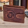 OV Bags Pánska kožená peňaženka znamenie „Ryby“ – vintage hnedá