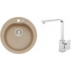 Alveus SET A567 Beige 55 / Chróm SETA567 - Drez Granitový Niagara 10 - pr.510mm, vanička 400x380x175mm, Beige 55 + bateria Reno, Chróm