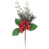 Vetvička MagicHome Vianoce, s jablkom, červená 26 cm