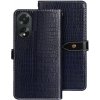 Peňaženkové kožené puzdro IDEWEI Crocodile na Oppo A38 - Tmavá modrá