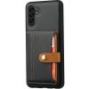 Kožený kryt Calf Skin Card na Galaxy A55 5G - Čierna