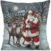 Vianočná gobelínová obliečka na vankúš, Santa claus so sobmi v severských horách obklopený zimnou krajinou, 45 x 45 cm, ZA-456444