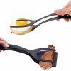 Silikónové kuchynské kliešte s lopatkou (Praktický kuchynský nástroj 2 v 1 na otáčanie, uchopenie a jednoduchú manipuláciu s jedlom)