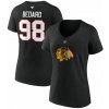 Fanatics Dámske tričko Connor Bedard #98 Chicago Blackhawks Draft 2023 Stack Logo Name & Number V Neck Black