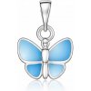 jantario Strieborný prívesok s perleťou Motýlik modrý 102580