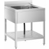 Royal Catering Umývací stôl - 1 drez - ušľachtilá oceľ - 70 x 70 cm RCSSS-70X70-S