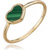 MINET Zlatý prsten srdíčko se zeleným malachitem Au 585/1000 Velikost prstenu:: 51, Hmotnost (g): 1,35