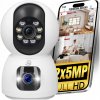 DVOJITÁ KAMERA 2X5MP VNÚTORNÝ ZOOM OTOČNÝ IP WIFI ALARM DETEKCIA FHD