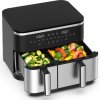Aoucheni Teplovzdušná fritéza - 4 l + 7 l, 2600 W, 10 programov, Sync Finish a Dual Cook, digitálny dotykový displej LED, pripomienka zatrasenia