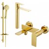 MEXEN/S - Zero SET umývadlová + vaňová batéria s príslušenstvom DQ40, zlatá 7113DQ40-50