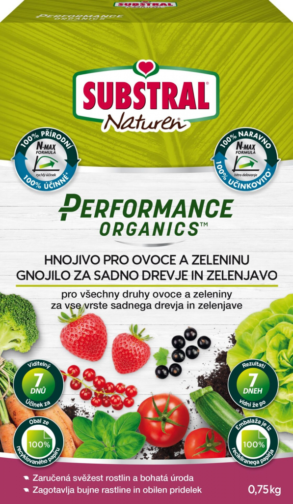 Substral granulovaný Performance Organics ovocie a zelenina 750 g