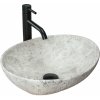 Rea Sofia Light Stone, umývadlo na dosku 41x35 cm, imitácia kameňa-šedá, REA-U0165