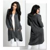 Fashionweek Maxi dlhý farebný sveter cardigan blazer s kapucňu 3681 grafitová