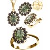 A-B Jewelry set Camellia with moldavite and garnets in yellow gold 200000103