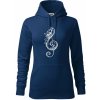 Husľový kľúč kvety - Mikina dámská Cape s kapucí - 2XL ( Polnočná modrá )