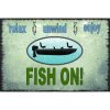 Ceduľa Fish On! 30cm x 20cm Plechová tabuľa