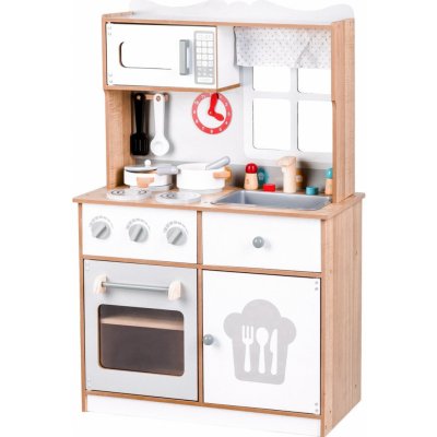 Eco Toys Dřevěná kuchyňka XXL s nádobím 92 cm