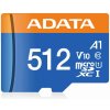ADATA MicroSDXC karta 512GB Premier UHS-I C10 V10 (R:100/ W:25 MB/ s) + SD adaptér AUSDX512GUICL10A1-RA1