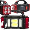 Solárna prenosná LED lampa s powerbankou červená (Nabíjateľná pracovná lampa s COB LED, powerbankom a viacerými režimami svietenia)