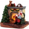 MagicHome Vianoce Dekorácia MagicHome Vianoce, Santa s dieťaťom pri krbe, LED, interiér, 10,5x8x9 cm, Sellbox 12 ks