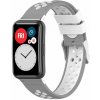 eses Silikónový remienok dierkovaný pre Huawei Watch Fit a Huawei Watch Fit New - Sivo biely