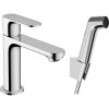 HANSGROHE Rebris S páková umývadlová batéria s bidetovou sprškou a sprchovou hadicou 160 cm, bez odtokovej súpravy, výška výtoku 109 mm, chróm, 72215000