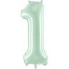 PartyDeco Fóliový balón narodeninové číslo 1 pastelovo-zelený 72 cm