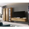 Cama Meble Obývačka VIGO 2 biely mat/čierny lesk 300 cm x 180 cm x 40 cm