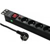 Qoltec 53995 Overvoltage power strip pre RACK 19 with CB | 1U | 16A | PDU | 6xFRENCH | 2m