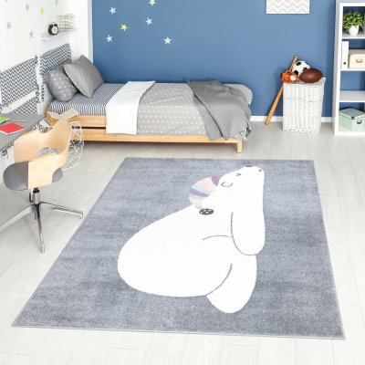ANIME detský sivý koberec - medveď 921 Rozmer koberca: 80x150cm