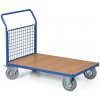 Plošinový vozík s drôtenou výplňou madla, 1000x700 mm, nosnosť 300 kg, kolesá 160 mm so sivou gumou