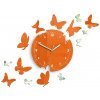 ModernClock Nástenné hodiny Motyle 28 cm oranžové