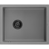 MEXEN/S MEXEN/S - Pedro granitový drez 1-miska 560 x 460 mm, sivá, sifón čierna 6508561000-71-B