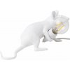 Seletti Stolová lampa MOUSE LIE DOWN 8 cm, USB zásuvka, biela