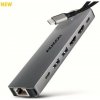 AXAGON HMC-7HX2, USB 5Gbps hub, 2x USB-A, USB-C, 2x HDMI 4k/60Hz, RJ-45 GLAN, PD 100W, kábel USB-C 15cm Axagon