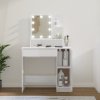 Toaletný stolík s LED lesklý biely 86,5x35x136 cm-ForU-808816